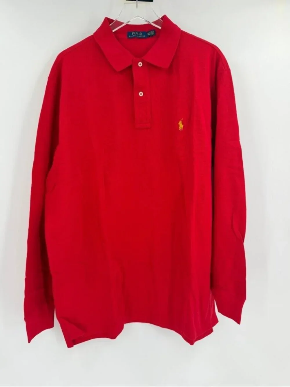 NEW POLO RALPH LAUREN Long Sleeve Polo Shirt Red 3XB Big MSRP: $170 Cotton